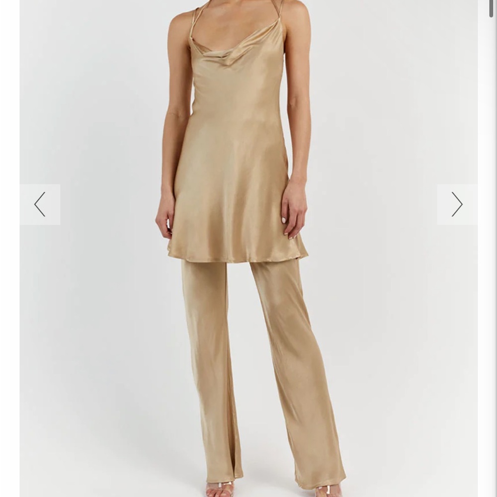 DISSH Gold Satin Cowl Neck Top
